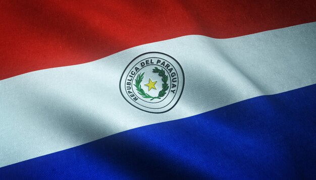 パラグアイの手を振っている旗のクローズアップショットと興味深いテクスチャ