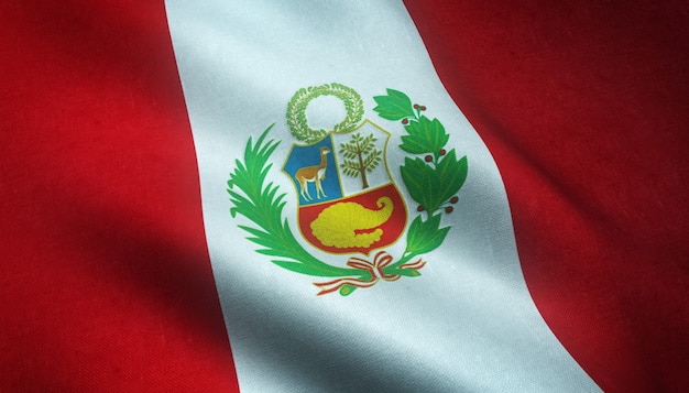 Free photo closeup shot of the waving flag of peru with interesting textures