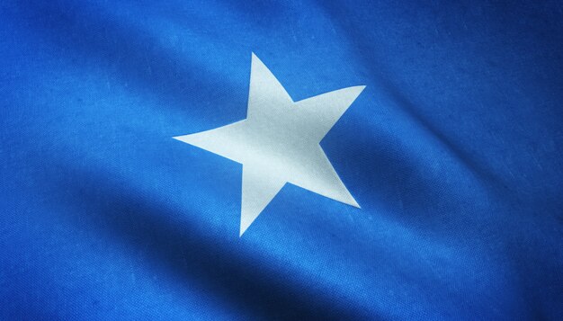 Closeup shot of the waving flag of Somali with interesting textures