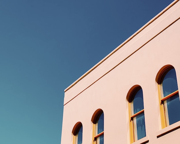 Closeup shot of a white building with windows