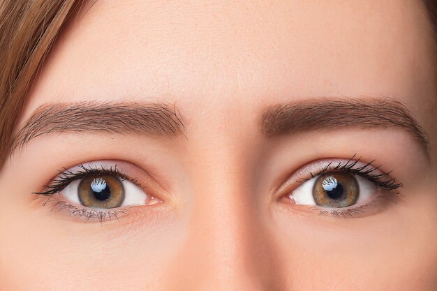 Closeup shot of woman eye with day makeup