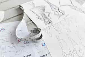 Free photo closeup of sketched cloth designs