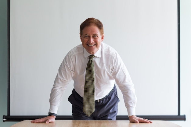 Closeup of Smiling Middle-aged Lecturer