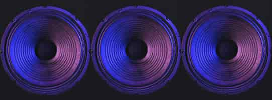 Free photo closeup of speakers membrane on black background with colored lighting