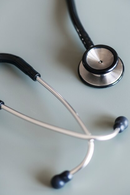 Closeup of stethoscope isolated on white table