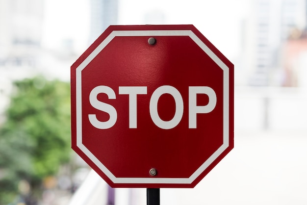 Closeup of stop road sign