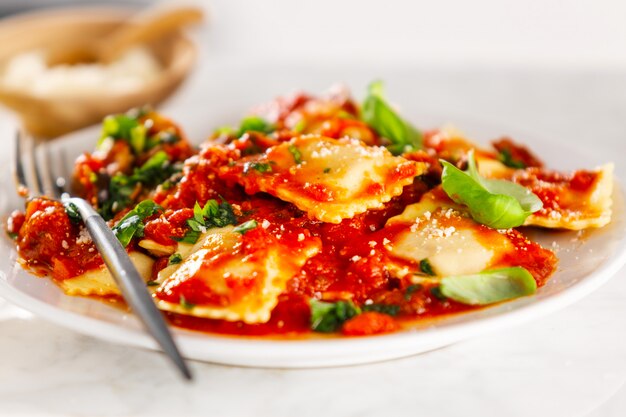 Closeup of tasty italian ravioli