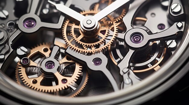 A closeup of a watch's interior showcases its meticulous and intricate mechanics