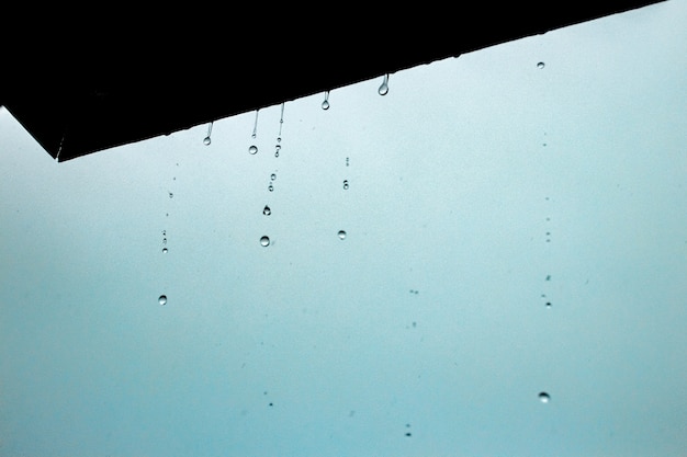 Closeup of water drops from the ceiling