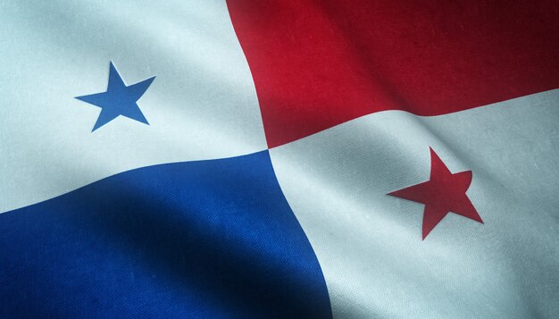 Крупный план развевающегося флага Панамы с шероховатой текстурой