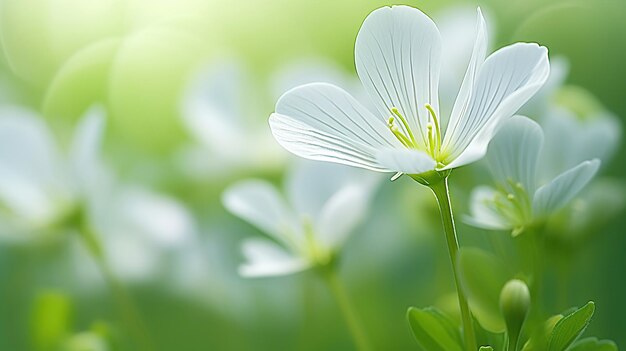 A closeup of white clover against a blurred background