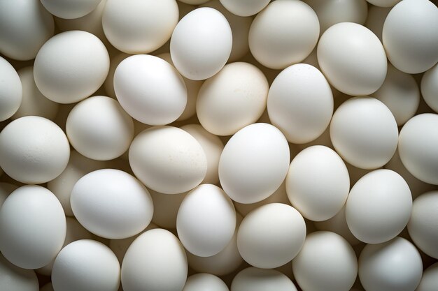 フレームを埋める白い卵のクローズアップ