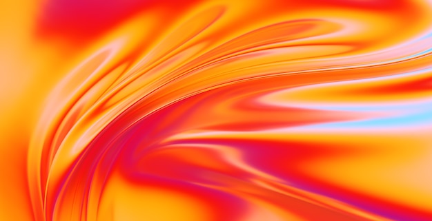 布生地のグラデーション波抽象的な背景。虹色のクロムの波状の表面。液面、波紋、反射。 3dレンダリングのイラスト。