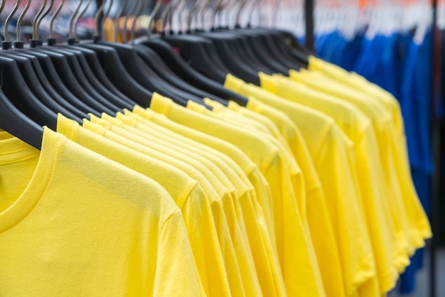 Clothes hang on shelf