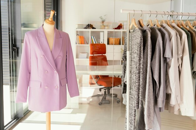 clothes store with rack of clothes