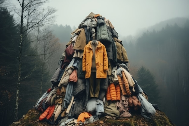 Free photo clothing pile in the middle of nature