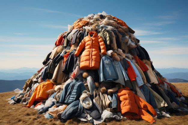 Clothing pile in the middle of nature