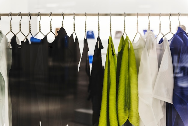 Free photo clothing rack in a fashion shop