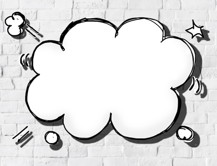 Free Photo cloud shape speech bubble on brick wall