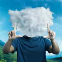 Free photo cloud shaped heads collage