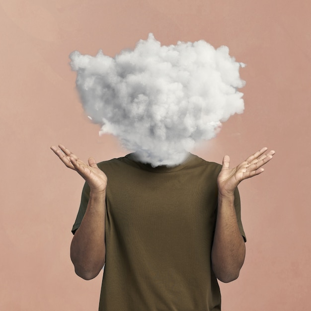 Free photo cloud shaped heads collage