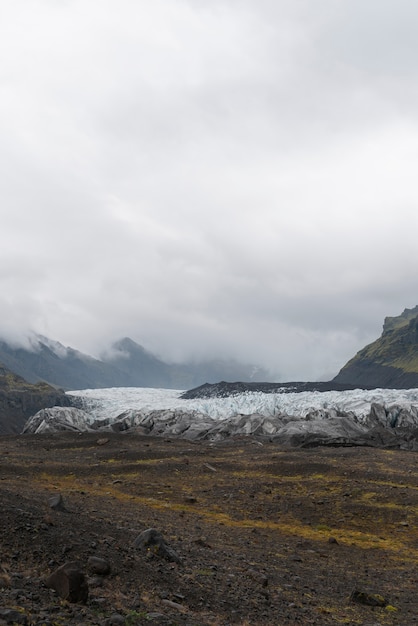 Free photo cloudy nature landscape by lake