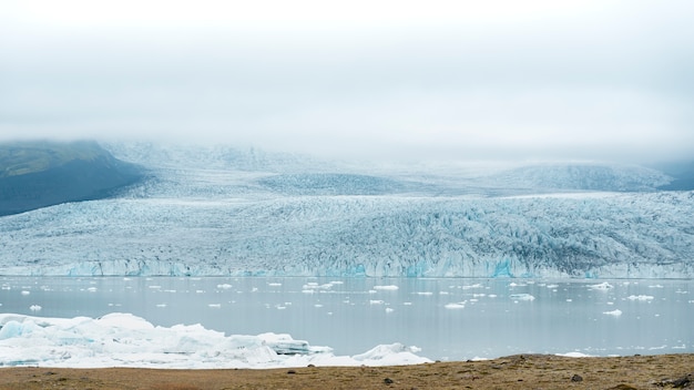 湖のそばの曇りの自然の風景