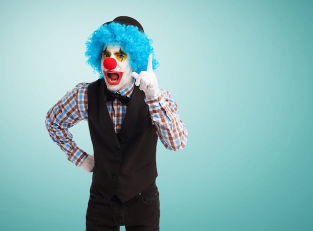 Clown scolding annoyed