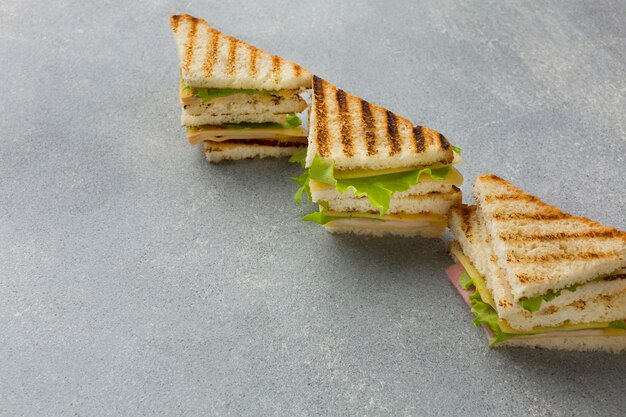 Club sandwich arrangement close up