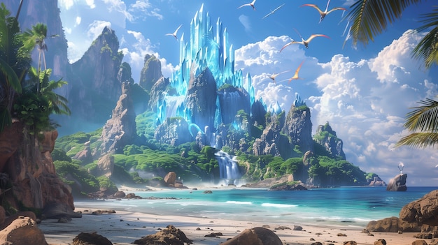 Free photo coastal landscape in fantasy style