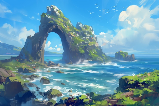 Free photo coastal landscape in fantasy style