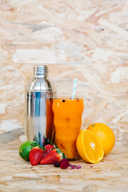 Cocktail and tropical fruits