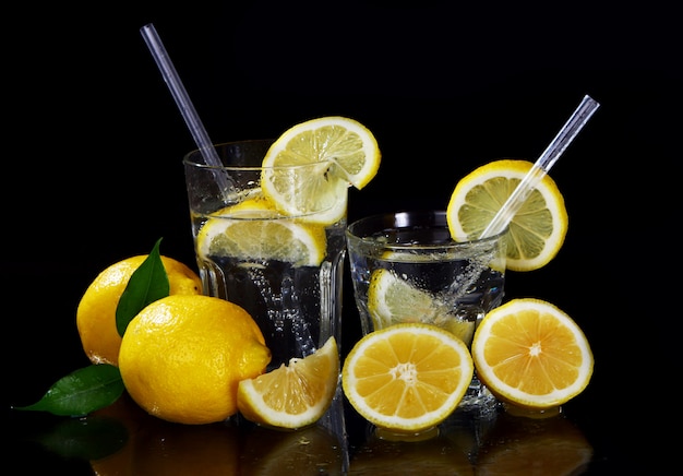 Cocktail with fresh lemons