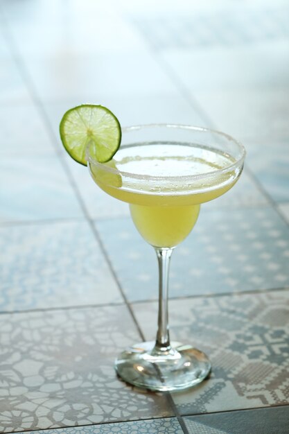 Cocktail with lime slice