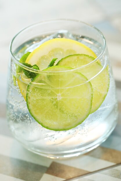 Cocktail with lime slices