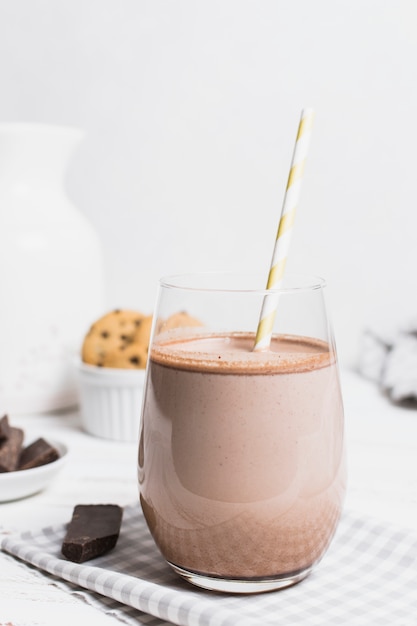 Cocoa in glass on table