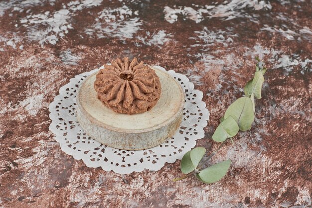 Cocoa marshmallow on a wooden board.