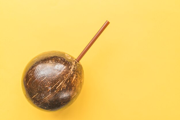 Coconut drink with straw