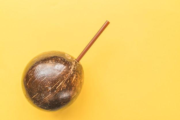 Coconut drink with straw