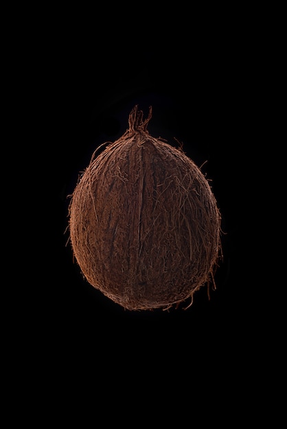Free photo coconut fruit over black