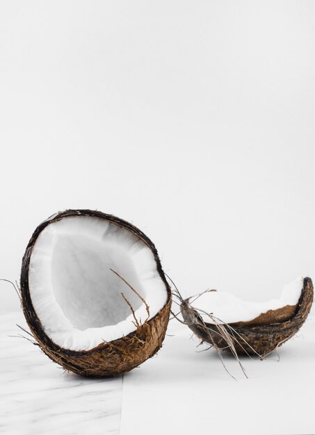 Coconut shell on white background