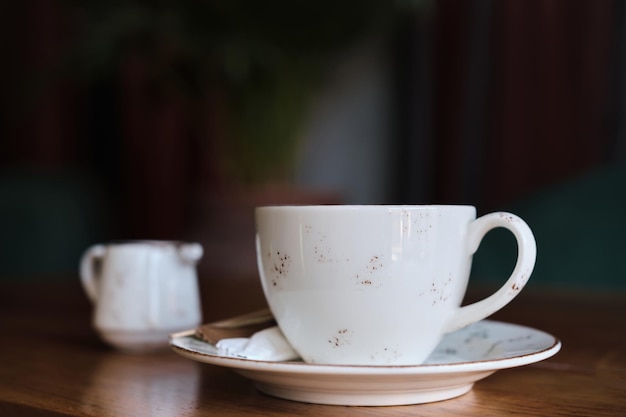 Coffee art in coffee shop vintage color horizontal frame Selective focus Idea for screensaver or menu article about coffee