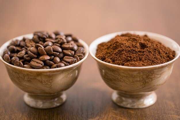 Coffee as beans and milled