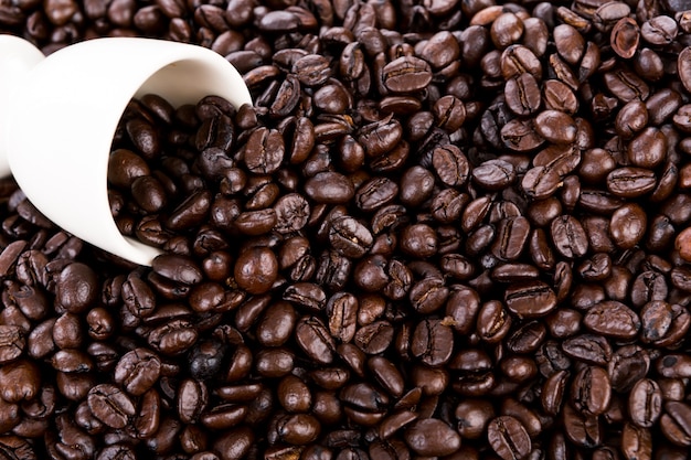 コーヒー豆のクローズアップ、背景