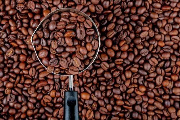 コーヒーポットやコーヒー豆の上面にトルコのコーヒー豆