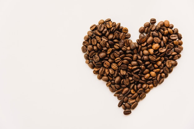 Coffee beans in heart form