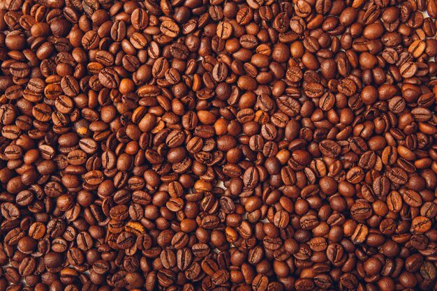 Coffee beans top view background
