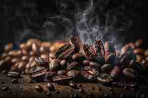 Free photo coffee beans top view background