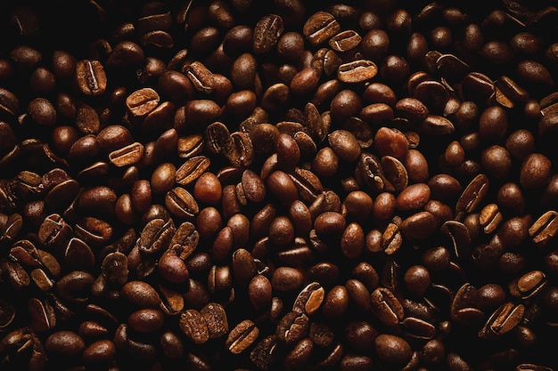 Coffee beans top view background