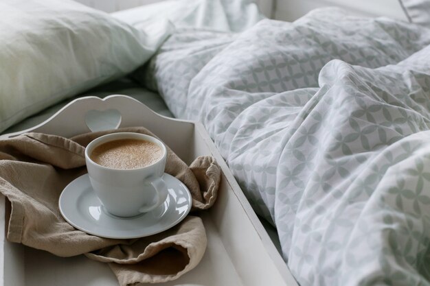 Coffee in the bed in the morning